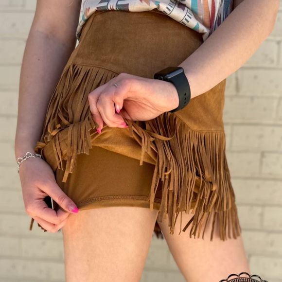 Fort Worth Fringe Skort - Brown - Picture 2 of 6